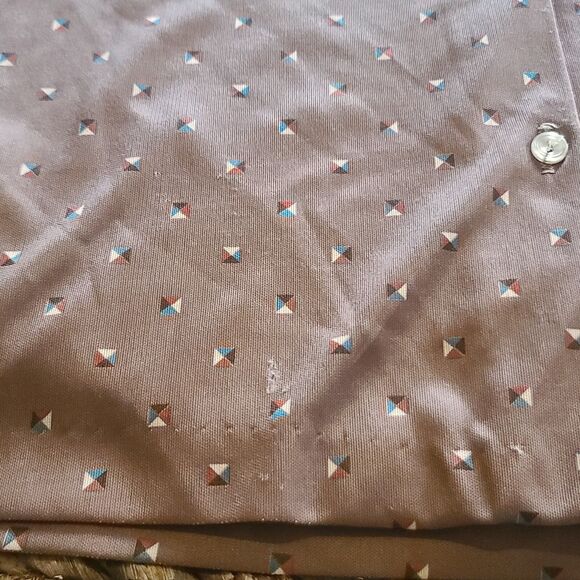 Vintage 70's Pretty Tops Womens Brown Geometric Button Polo Blouse Medium - Picture 5 of 9